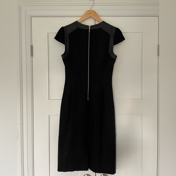 Club Monaco Black Short Sleeve Dress with Leather Details - Picture 2 of 4